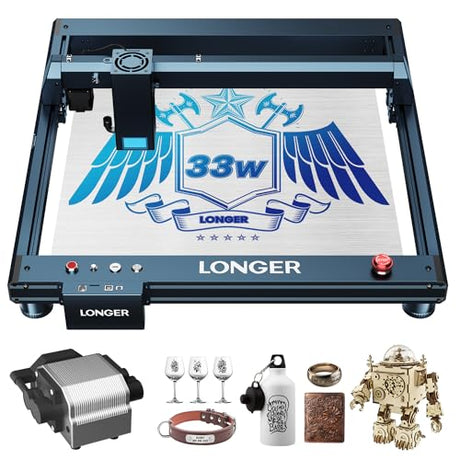 Longer Laser B1 30W Laser Engraver Cutter with Auto Air Assist, Working Speed Up to 600MM/S, Working Area 17.72x17.32 inch, DIY Laser Engraver for Wood and Metal, Paper, Acrylic, Glass, Leather Longer