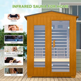 springspa Outdoor Infrared Sauna 3 Person for Home, 15amp Low EMF Far Infrared Spruce Wooden Sauna with Bluetooth,LCD Panel springspa