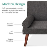 Best Choice Products Mid-Century Modern Upholstered Futon, Convertible Folding Sofa Bed, Small Couch w/Rounded Armrests, 2 Cupholders - Charcoal Best Choice Products