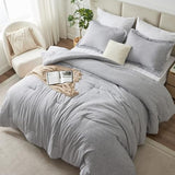 CozyLux King Size Comforter Set - 3 Pieces Light Grey Soft Luxury Cationic Dyeing Bedding Comforter for All Season, Light Gray Breathable Lightweight Fluffy Bed Set with 1 Comforter and 2 Pillow Shams CozyLux