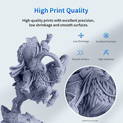 ANYCUBIC 3D Printer Resin, 405nm SLA UV-Curing Resin with High Precision and Quick Curing & Excellent Fluidity for LCD 3D Printing (Grey, 500g)