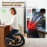 TinyHaven Ergonomic Kneeling Chair with Wooden Frame - Adjustable Height Office Chair with Soft Padding for Back Pain Relief, Posture Correcting Home & Office Desk Chair Black TinyHaven