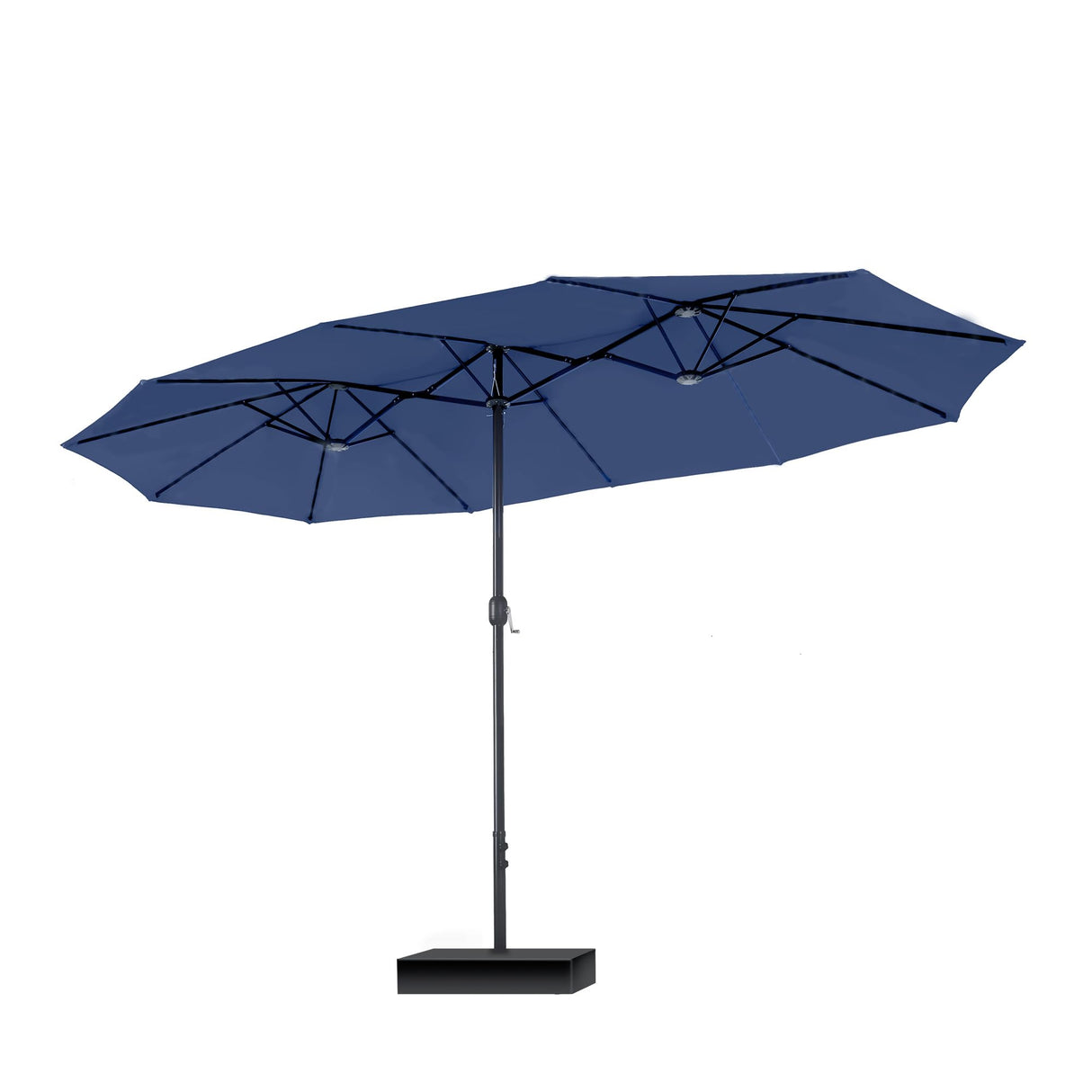 PHI VILLA 15ft Large Patio Umbrellas with Base Included, Outdoor Double-Sided Rectangle Market Umbrella with Crank Handle, for Pool Lawn Garden, Blue PHI VILLA