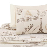 Marina Decoration Ultra Soft Silky Zipper Rich Printed Rayon from Bamboo All Season 2 Pieces Duvet Cover Set with 1 Pillowcase, Eiffel Tower Ivory Pattern Twin/Single Size Marina Decoration