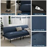 Ribilake 70" Futon Sofa Bed, 4 in 1 Multi-Function Couch Sleeper with Adjustable Backrest, Modern Convertible Futon, Recliner Small Loveseat for Living Room, Dorm, Blue Ribilake