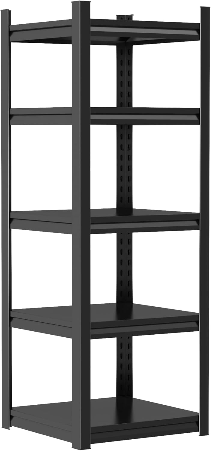 Notmise Garage Shelving, 3000Lbs 5-Tier Storage, Heavy Duty Adjustable Metal Rack Black, Easy to Assemble for Garage, Warehouse, and Basement(63" H x16 W x 16" D) Notmise