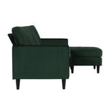 CosmoLiving by Cosmopolitan Strummer Modern Reversible Sectional Couch Upholstered in Green Velvet Fabric with Floating Ottoman CosmoLiving by Cosmopolitan