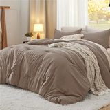 Bedsure King Comforter Set, Brown Soft Prewashed Bedding for All Seasons, 3 Pieces GentleSoft™ Bed Set, 1 Lightweight Comforter (104"x90") and 2 Pillowcases (20"x36") Bedsure