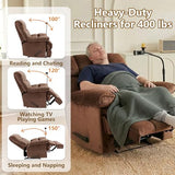 Cooexult Oversized Recliner Chair for Living Room, Extra Wide Manual Recliner for Big Man, Soft Velvet Fabric Recliner Sofa with Phone Holder for Living Room, Bedroom and Home Theater, Brown