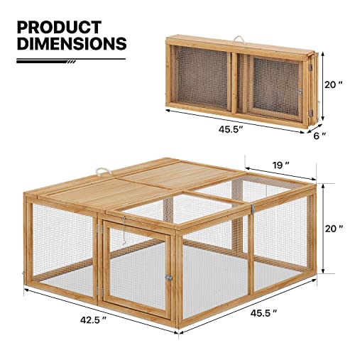 MoNiBloom Portable Chicken Run Rabbit Hutch Folding Chicken Cage Hen Coop for Indoor/Outdoor, Top and Side Opening Doors Small Animal Pet Playpen No Assembly Required Poultry Cage 45.5 x 42.5 - WoodArtSupply