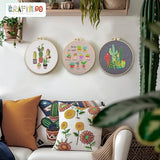 CRAFTILOO Embroidery Kits for Adults Hand Embroidery kit for Beginners with Stamped Embroidery Patterns Starter Embroidery Kit. Needlepoint kit Cross Stitch kit for Teens& Adults Cactus
