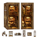 THRIVINGIVAN Book Nook Kit for Adult Miniature Model Build Dollhouse Kit 3D Wooden Puzzle with Sensor Led Light for Bookshelf Bookend Decor Adults Teen Craft(Classical Book Collection Room), 1Pack