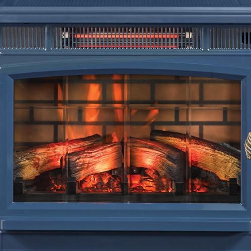 duraflame Freestanding Electric Fireplace Stove Heater with 3D Flame Effect for 1,000 Sq. Ft. Room, Navy Duraflame