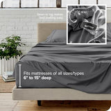 Bare Home Queen Sheet Set - 1800 Ultra-Soft Microfiber Queen Bed Sheets - Double Brushed - Deep Pockets - Easy Fit - 4 Piece Set - Bedding Sheets & Pillowcases (Queen, Grey) Bare Home