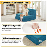 jela Foldable Sofa Bed, Convertible Sleeper Lounge Chair Floor Mattress Floor Couch with Backrest, Fold Out Futon with Washable Miss Fabric Cover for Guest Room, Living Room (83"x33",Teal) jela