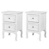 Karl home White Nightstand Set of 2. Farmhouse End Side Table Set of 2 Bedside Nightstands Chest with Drawers Small Night Stand with 2 Drawer and Solid Wood Legs for Bedroom, Living Room Karl home