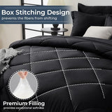 HEVUMYI Black Queen Comforter Set - 7-Piece All Season Bed in a Bag Queen, Ultra Soft Bedding Set with Comforter, Flat Sheet, Fitted Sheet, Pillowcases, Pillow Shams, Black HEVUMYI