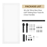 BARNSMITH 36in x 84in Glass Barn Door with 6.6FT Sliding Door Hardware Kit Included, 1 Lites Panel Frosted Glass Barn Door, Solid Wood Water-Proof PVC Surface,No Assembly Required,White BARNSMITH