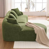 99" Oversized Curved Sectional Sofa with Chaise, Modern L-Shaped Chenille Cloud Couch, Extra Wide Deep Seat 4-Seater Couch with Pillows for Living Room, Apartment, or Home Theater, Green TTK
