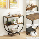 GILLAS 3 Tier Console Tables, 30" Height Entryway Table, Sofa Table Behind Couch, Industrial Entryway Furniture TV Stand with Storage for Living Room, Easy No-Extra-Tools Assembly, Rustic Brown GILLAS