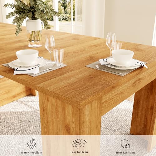 HIPIHOM 17.7"-118" Extendable Dining Table for 2-12 People, Extension Table with Extension Leaves Holder, Space-Saving Extra Long Folding Dining Table for Meeting, Dining Room(Oak Table Only) HIPIHOM