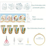 Zhenqing Floral Embroidery Kit - 4 Piece 29x29cm Round Hoop Art Set with Pre-Printed Cotton Fabric, Embroidery Hoop, Threads & Tools for Beginners (C0010)