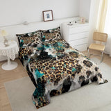 Leopard Print Kids Comforter Set King Size,Boys Girls Adults Bedroom Decor,Black White Cow Fur Texture Down Comforter,Abstract Animals Skin Bedding Set,Rustic Farmhouse Duvet Insert,2 Pillowcases Homewish