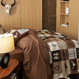 Wake In Cloud - Western Comforter Set, Southwestern Aztec Country Horse Cowboy Rustic Ranch Pattern Printed, Soft Lightweight Bedding, 3 Pieces, Tan Brown, Full Size Wake In Cloud