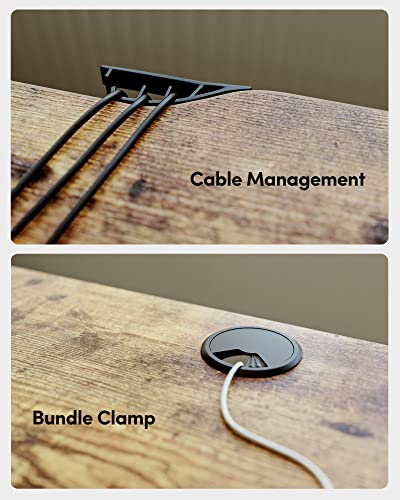 FEZIBO Height Adjustable Electric Standing Desk, 55 x 24 Inches Stand up Table, Sit Stand Home Office Desk with Splice Board, Rusticbrown FEZIBO