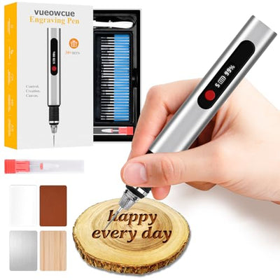 Updated Engraving Pen, 5-Speed Adjustable Cordless Portable Engraver Pen Tool for Artists & DIYers, Beginner Friendly, Rechargeable, Engrave 60+ Surfaces, Free 33 Bits & Mastery Guide(Silver)