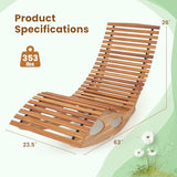 HAPPYGRILL Outdoor Acacia Wood Chaise Lounge, Rocking Chair with High Back, Slatted Seat, Stopper, Outside Wood Rocker, 350 Lbs Capacity Sun Lounger