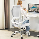 TRALT Ergonomic Office Chair - Desk Chair with Wave High Back Adjustable Lumbar Support Computer Chair - Gaming Chairs Mesh Backrest and PU Leather Seat for Home Reading Chairs to Adults(White) TRALT