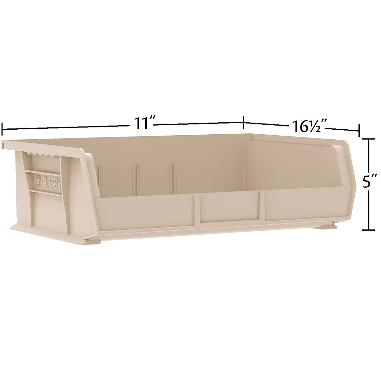 Akro-Mils 30255 AkroBins Plastic Storage Bins, Space-Saving Stackable Bins for Garage, Pantry, Craft Organization, 11-" x 16-" x 5-", Black, 6-Pack Akro-Mils