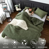 COTTEBED Reversible Chenille Cotton Queen Size Comforter Set, Luxury Textured Stripe Soft Modern Bedding 3 Piece Down Comforter and Sham Set, Lightweight All Season(Dark Olive Green,Full/Queen) COTTEBED
