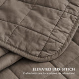 EVERGRACEHOME 100% Cotton Box Stitch Quilt Bedding Set King Size 3 Pieces, Garment-Washed Lightweight Soft Cozy Coverlet, Oversized Quilted Bedspread Sets with 2 Shams for All Season, Mocha Brown EVERGRACEHOME