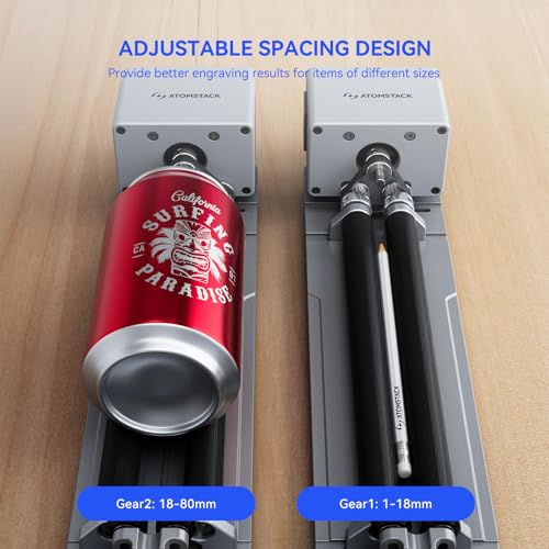 ATOMSTACK Maker R6 Laser Rotary Roller, Multi-Function Chuck Rotary for Ring, Sphere, Mug, 180° Angle Adjustable, 6000mm/min High Speed, Plug & Play, for ATOMSTACK, XTOOL, Orture, LightBurn ATOMSTACK
