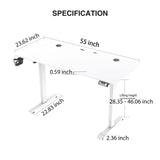 Rtisgunpro 55x24inch Adjustable Desk Stand up Desk Electric Standing Desk Adjustable Height Sit Stand Home Office Desk Including Splice Table Plate Rtisgunpro