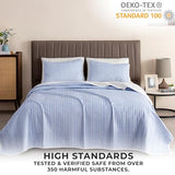 Great Bay Home 3-Piece King Reversible Lightweight Quilt Comforter with 2 Shams | All-Season, Modern, Striped Bedspreads | Blue Striped Coverlet Sets | Marcie Quilts Collection Great Bay Home