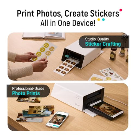 Liene PixCut S1 Color Sticker Printer & Cutting Machine - All-in-One Sticker Maker for DIY Crafts, Custom Labels & Gifts. Thermal Dye-Sublimation Photo Printer, 300 DPI, Precise AI Auto-Cutting Liene