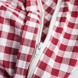 SUSYBAO Red Gingham Duvet Cover King 100% Washed Cotton 3 Pcs Set 1 Farmhouse Plaid Duvet Cover with Zipper Ties 2 Pillowcases Vintage Grid Bedding Set Soft Breathable SUSYBAO