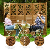 Room Divider Wood Carved Wall Divider Indoor Folding Portable Partition Screen for Home Office Garden Terrace - 6 Panel, 67 * 90inch (Dark Brown) Svimi