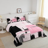 Feelyou Abstract Comforter Modern Abstract Art Comforter Set for Boys Girls Children Pink Black Pattern Bedding Set Room Decor Twin Size Duvet Set 2Pcs Feelyou