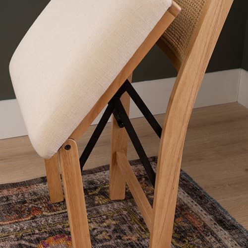 Powell Kasi Beige Rattan Cane Folding Foldable Dining Side Chair, Natural Powell