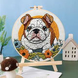 Punch Needle Kits English Bulldog Under Sunset Embroidery Starter Set with Hoop Easy for Beginners DIY Stress Relief Handmade Craft Hobby and Home Decor 20x20cm-3
