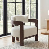 DAYALANE Beige Barrel Accent Chairs Set of 2, Cozy Upholstered Living Room Chair for Bedroom, Walnut Wood Frame, Vintage Modern Lounge Reading Chairs for Apartment Waiting Room Office,Beige DAYALANE