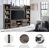 Signature Design by Ashley Derekson Rustic Pine Grain Finished Pier with 3 Adjustable Shelves, Multi Dark Gray Signature Design by Ashley