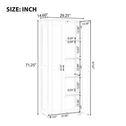 72" Tall Bathroom Storage Cabinet with 2 Doors for Bathroom, Freestanding Floor Cabinet with Adjustable Shelves, Large Wood Linen Cabinet for Bathroom, Kitchen,Office,Living Room Storage (White)