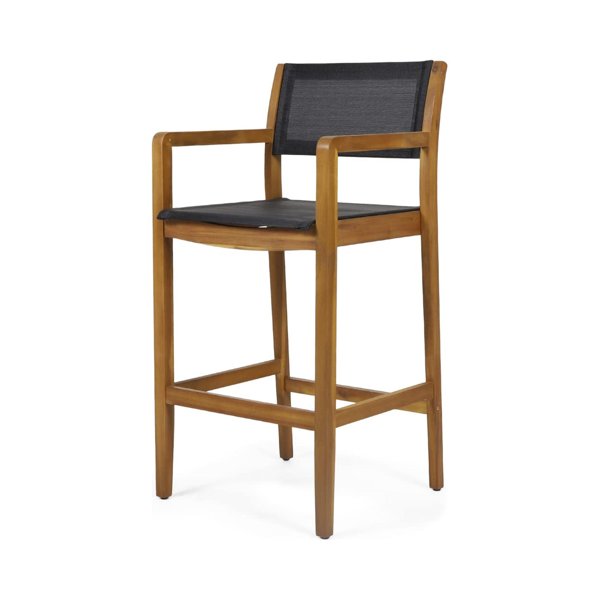 Christopher Knight Home Calista Acacia Wood Barstools with Outdoor Mesh (Set of 2), Teak and Black Christopher Knight Home