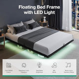 Novilla Floating Bed Frame with LED Lights, Modern Platform Full Size Bed Frame with Mattress Slide Stopper, Easy Assembly, No Box Spring Needed, Noise Free Novilla