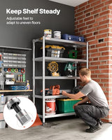 VEVOR Stainless Steel Shelving 48x18.5 Inch 5 Tier Adjustable Shelf Storage Unit Stainless Steel Heavy Duty Shelving for Kitchen Commercial Office Garage Storage 330lb Per Shelf VEVOR